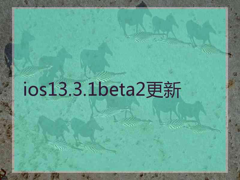 ios13.3.1beta2更新 ios13.3.1beta2更新
