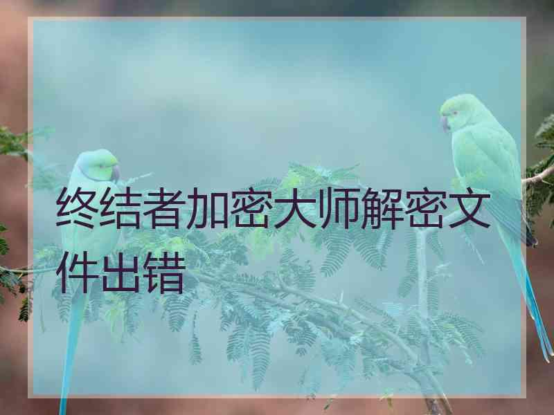 终结者加密大师解密文件出错 终结者加密大师解密文件出错