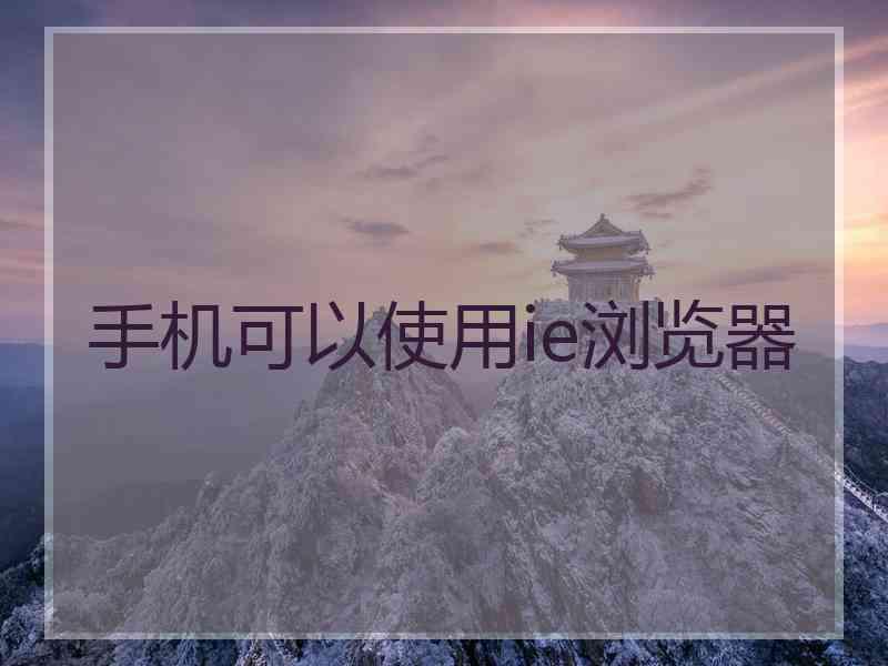 手机可以使用ie浏览器 手机可以使用ie浏览器