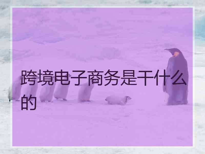 跨境电子商务是干什么的 跨境电子商务是干什么的