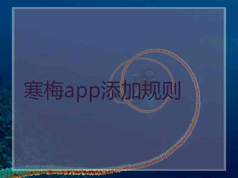 寒梅app添加规则 寒梅app添加规则