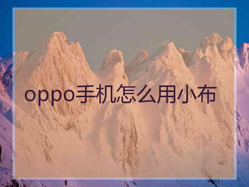 oppo手机怎么用小布 oppo手机怎么用小布