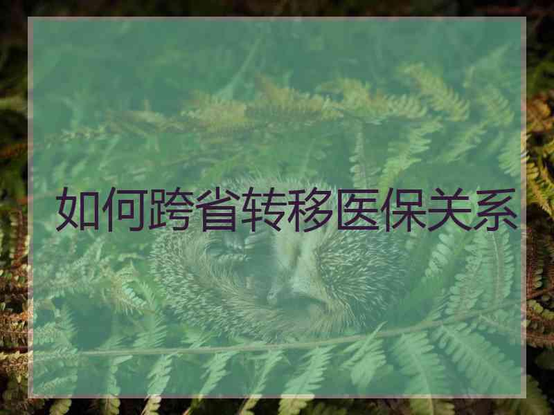 如何跨省转移医保关系 如何跨省转移医保关系