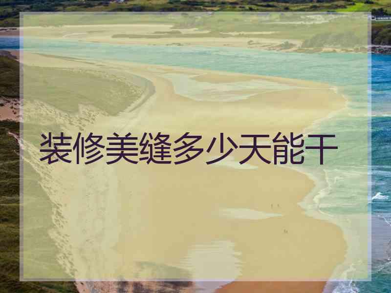 装修美缝多少天能干