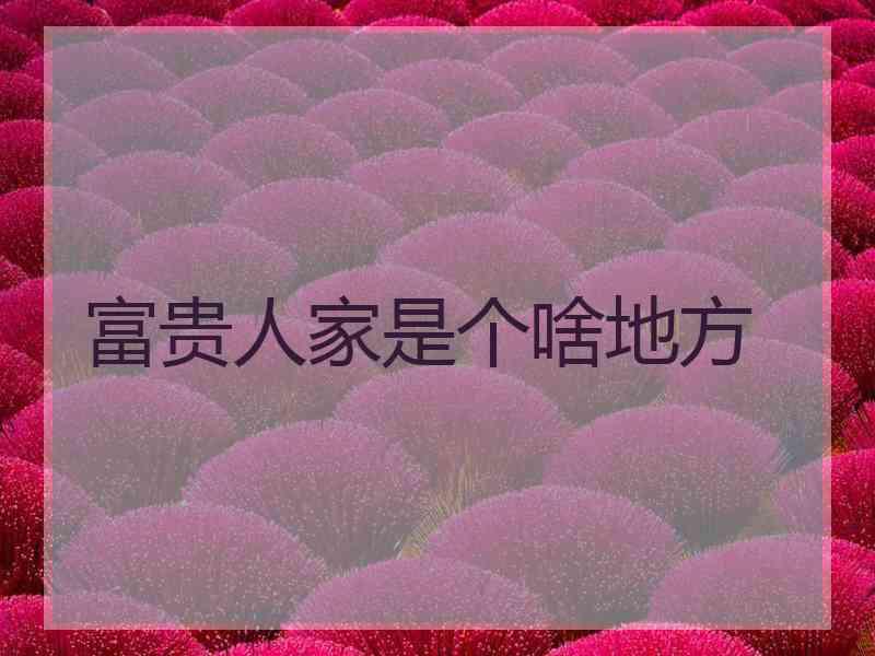 富贵人家是个啥地方