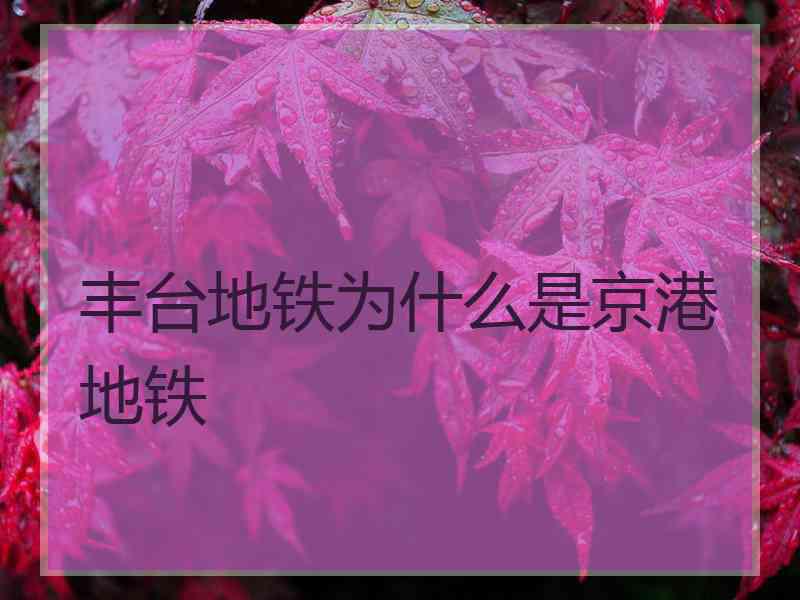 丰台地铁为什么是京港地铁