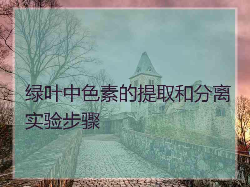 绿叶中色素的提取和分离实验步骤