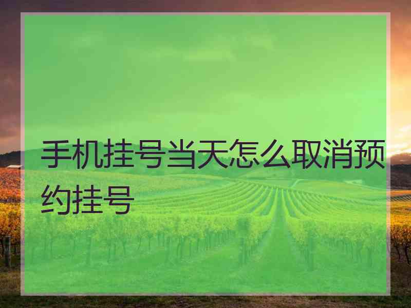手机挂号当天怎么取消预约挂号