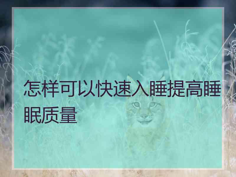 怎样可以快速入睡提高睡眠质量