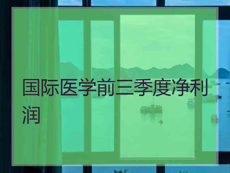 国际医学前三季度净利润