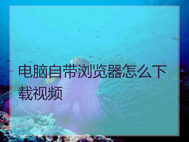 电脑自带浏览器怎么下载视频