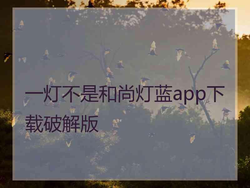 一灯不是和尚灯蓝app下载破解版