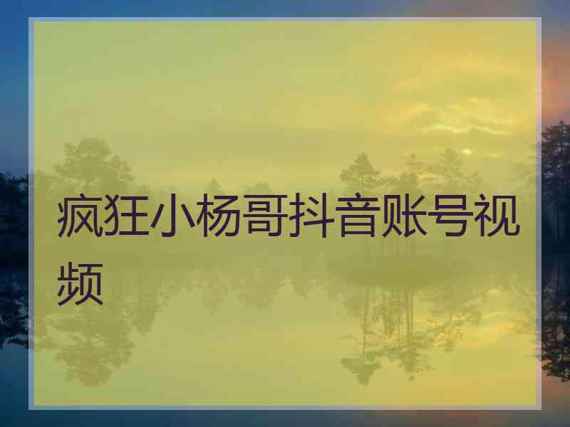 疯狂小杨哥抖音账号视频