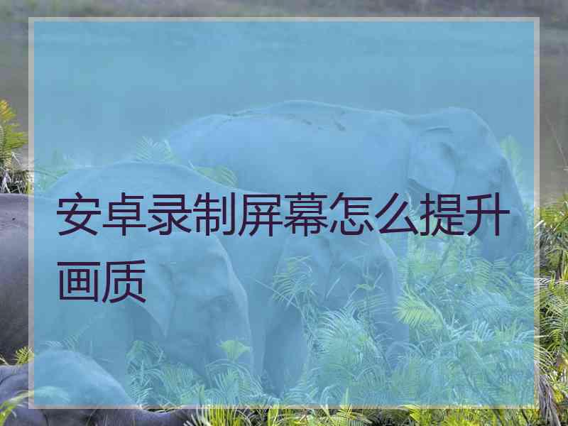 安卓录制屏幕怎么提升画质