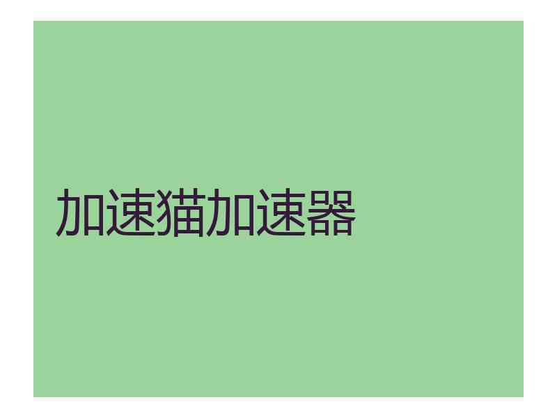 加速猫加速器