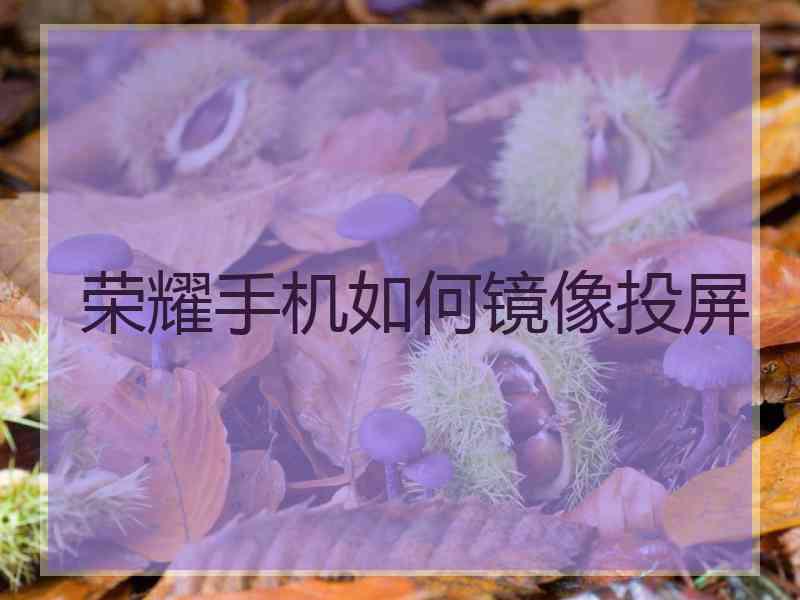 荣耀手机如何镜像投屏