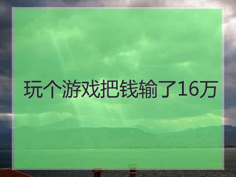 玩个游戏把钱输了16万