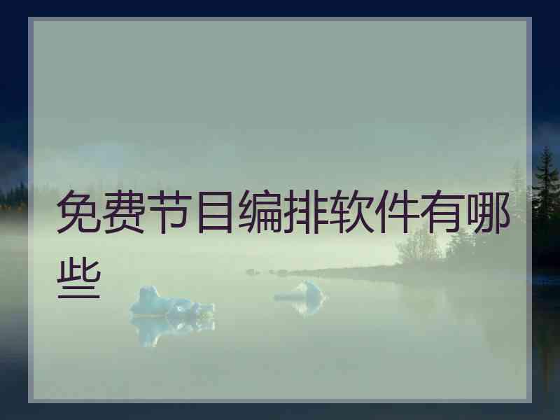 免费节目编排软件有哪些