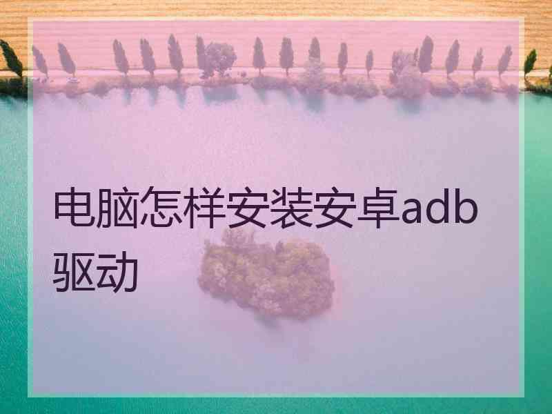 电脑怎样安装安卓adb驱动
