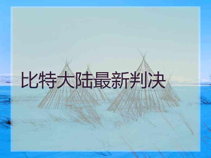 比特大陆最新判决