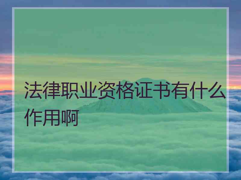 法律职业资格证书有什么作用啊