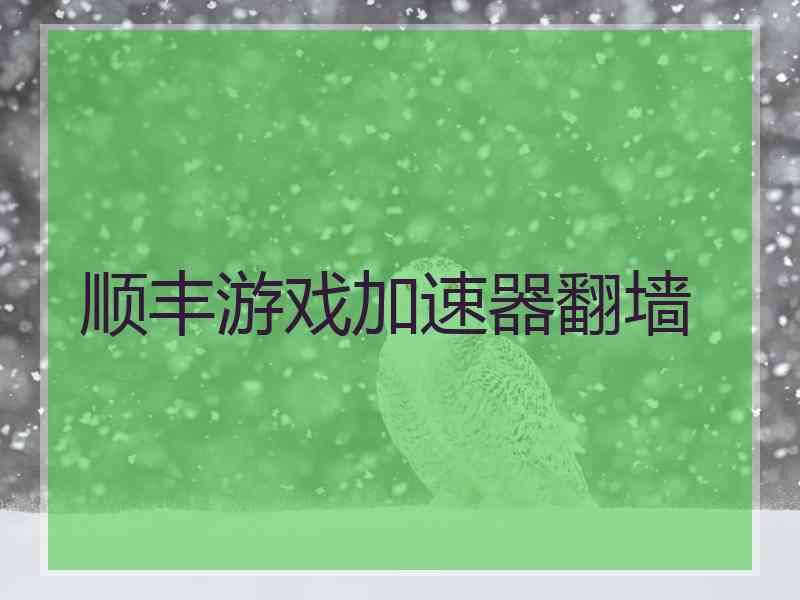 顺丰游戏加速器翻墙