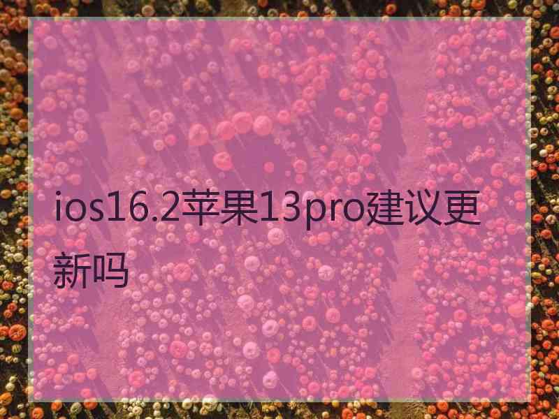 ios16.2苹果13pro建议更新吗
