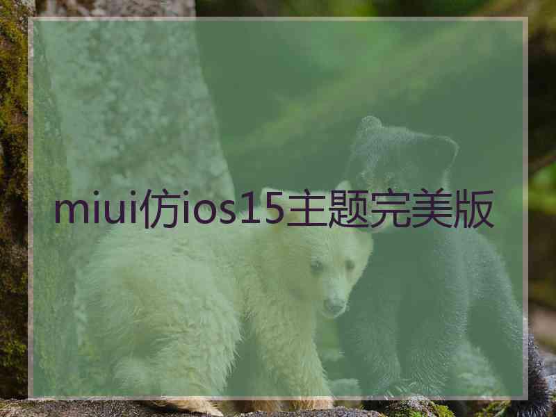 miui仿ios15主题完美版