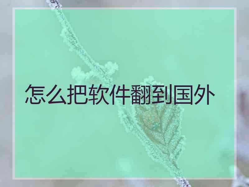 怎么把软件翻到国外