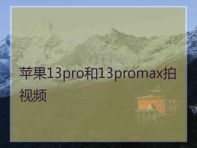 苹果13pro和13promax拍视频