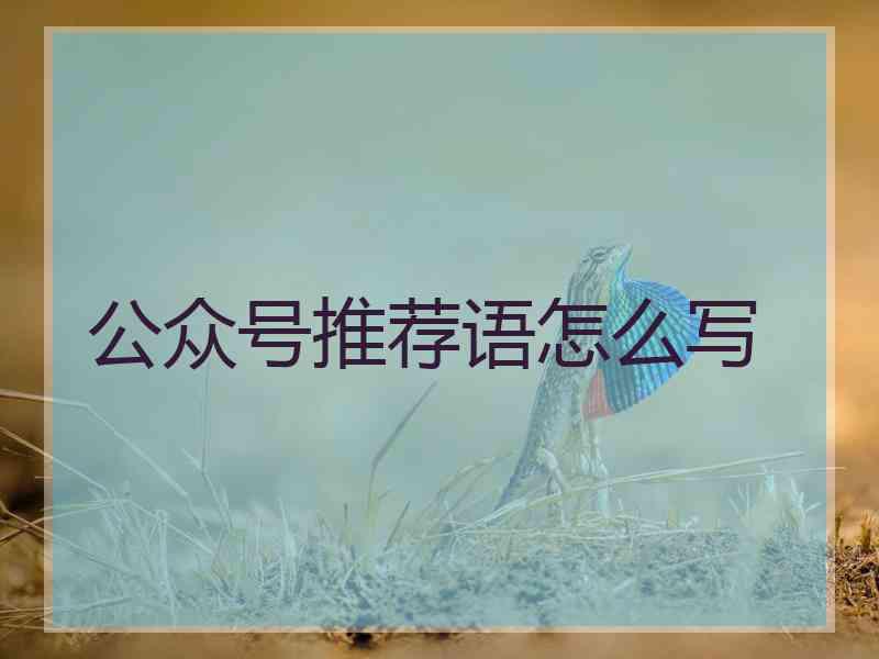 公众号推荐语怎么写