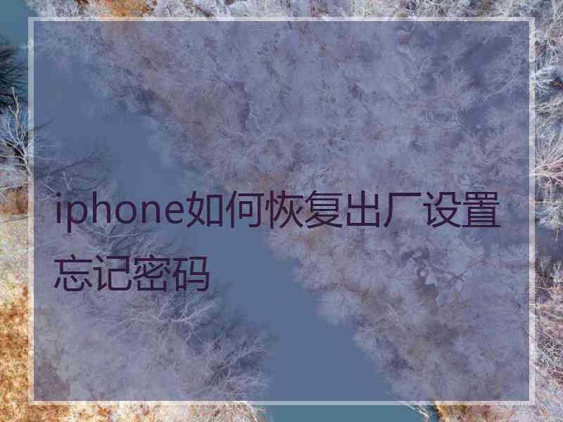 iphone如何恢复出厂设置忘记密码