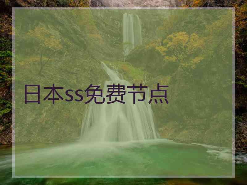 日本ss免费节点