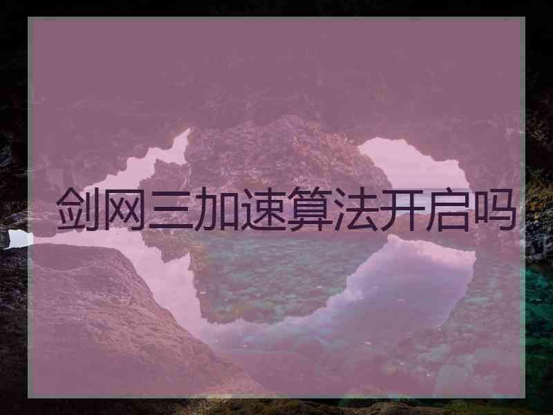 剑网三加速算法开启吗