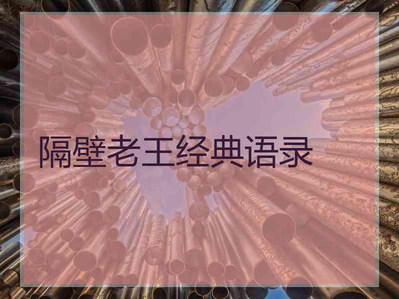 隔壁老王经典语录