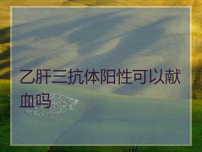 乙肝三抗体阳性可以献血吗