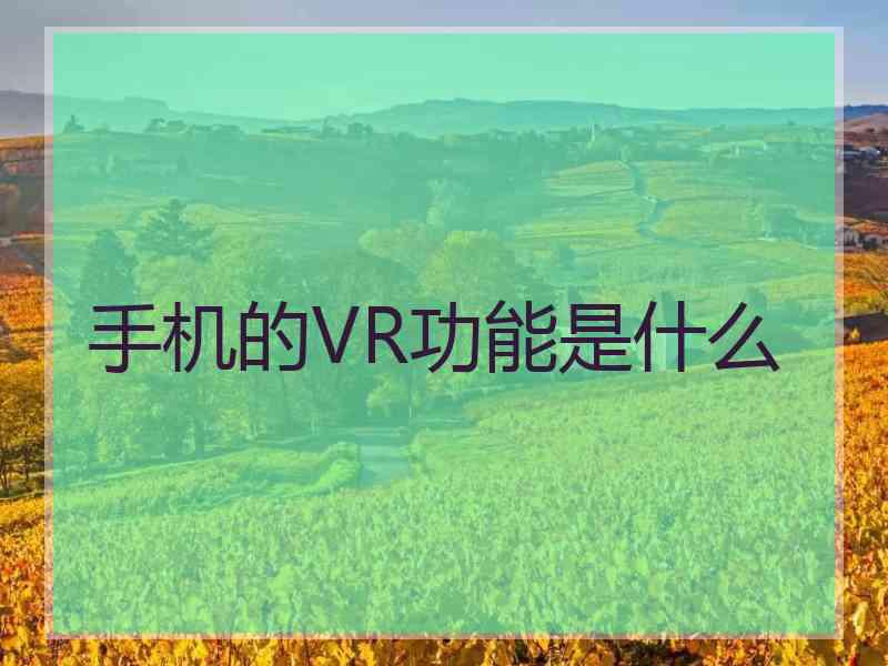 手机的VR功能是什么