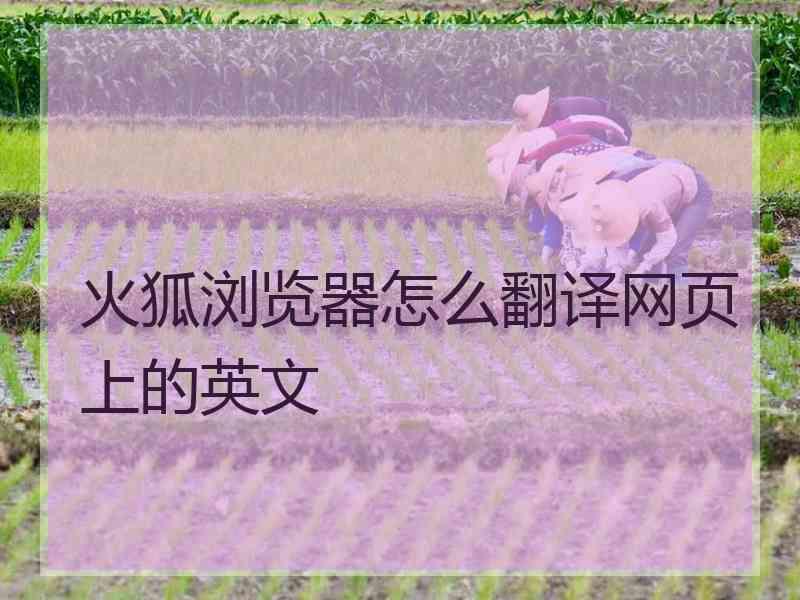 火狐浏览器怎么翻译网页上的英文
