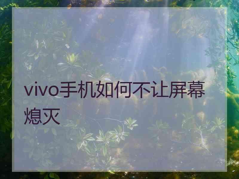 vivo手机如何不让屏幕熄灭