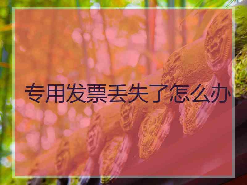 专用发票丢失了怎么办