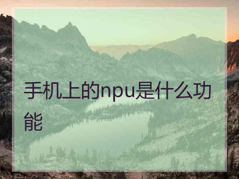 手机上的npu是什么功能