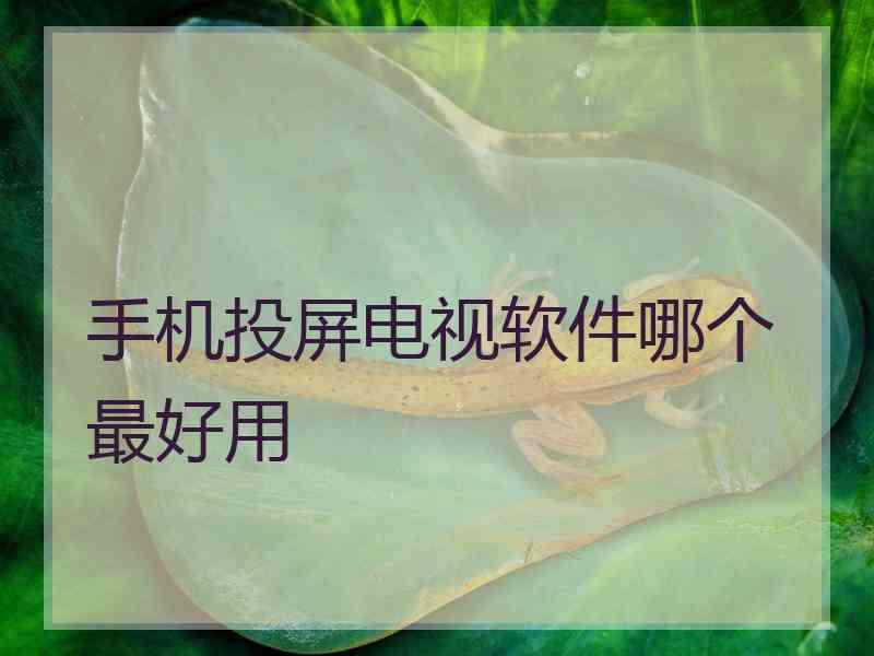 手机投屏电视软件哪个最好用