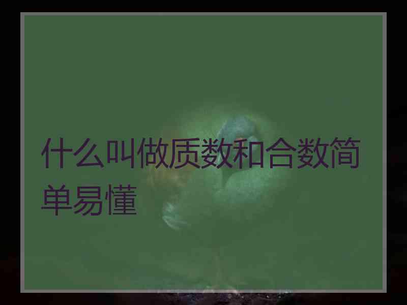 什么叫做质数和合数简单易懂