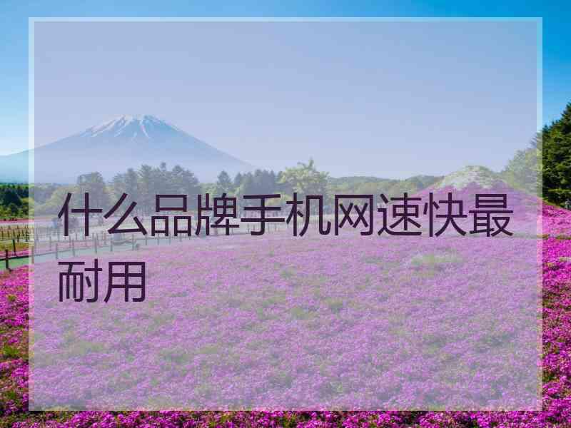 什么品牌手机网速快最耐用