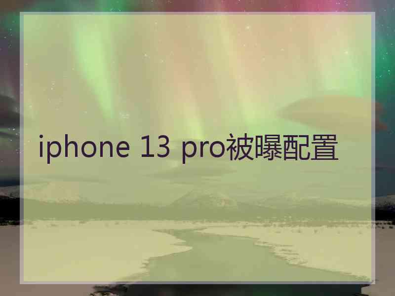 iphone 13 pro被曝配置