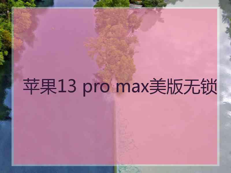 苹果13 pro max美版无锁