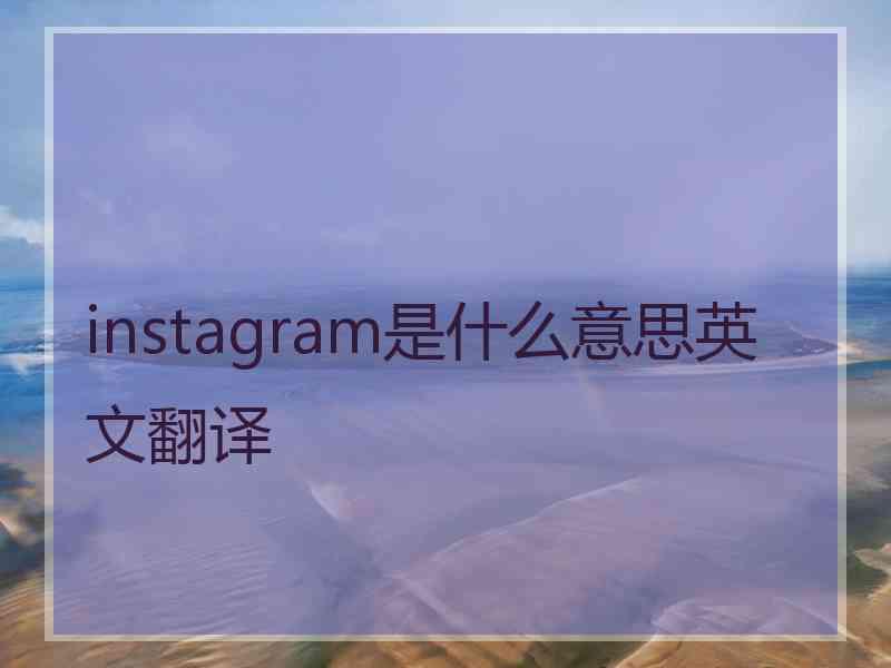 instagram是什么意思英文翻译