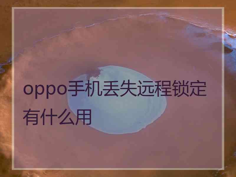 oppo手机丢失远程锁定有什么用
