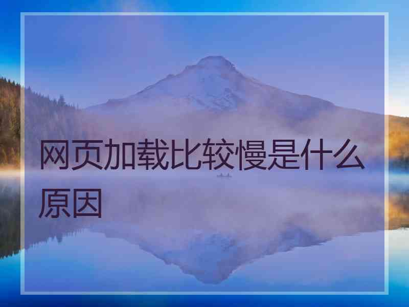 网页加载比较慢是什么原因