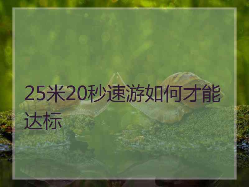 25米20秒速游如何才能达标
